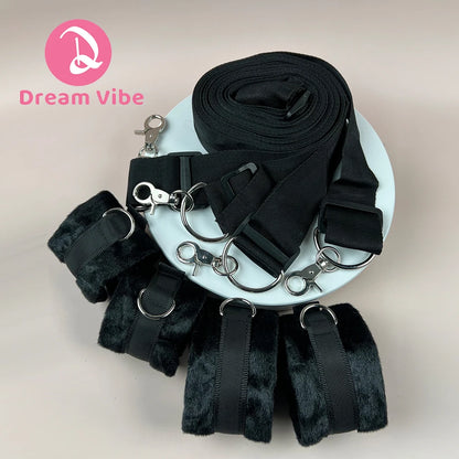 Under Mattress Restraint Kit Under Bed HandCuffs and Ankle Cuffs  Adult Sex Play King Size Bed Straps Restraints Sex Toy BDSM