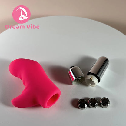 Bullet Finger Vibrator Pink by Dream Vibe 10 Vibrations Button Batteries Operated Prostate Massager Sex Toy for Woman Men