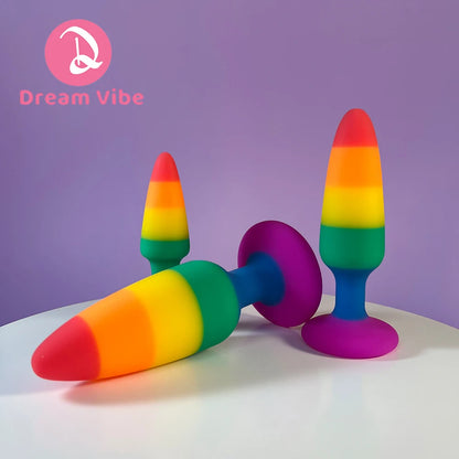 Silicone Anal Plug Trainer Butt Plug Rainbow  S M L Backdoor Prostate Massager Dildo Expander Sex Toy Woman Men Penetration