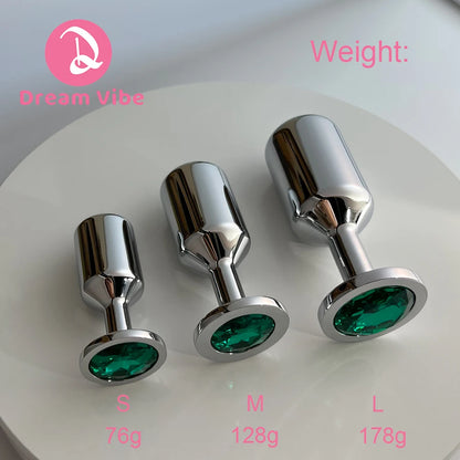 Gravity Anal Plugs Metal Silver Butt Trainer Jewel Inlaid Bottom Sex Toy Backdoor Expander dildo Dilatador Prostate Massager