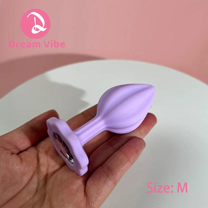 Quincunx Purple Silicone Anal Plug Shiny Gem New Sex Toy for Men Women Pleasure Butt Penetration Prostate Massager 18+ Adult