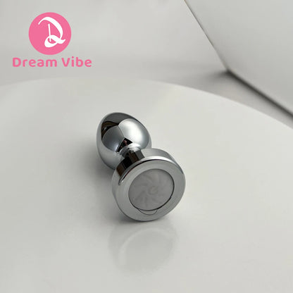 LED Light Shiny Silver Anal Plug Metal Butt Plug Prosate Massager Midnight Erotic Sex Toy Sex Game Women Couple Costume Accessor