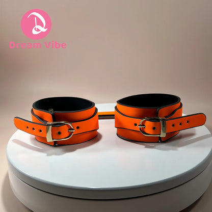 Glow-in-the-dark Handcuffs Ankle Cuffs Bright Orange Beginner's Bondage Play Compatible with Other Restraints Bound Vibe Fun