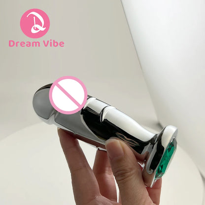 Metal Dildo Heavy Anal Plug Silver Bottom Gem Prostate Massager Men Sex Toy Anal Penetration Penis Stimulation 18+  Toy Buttplug