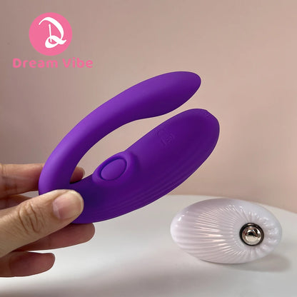 Intimate U-Shaped Vibrator with Remote Control Couple Sex Toy Flexiable Neck Dual-end Stimulation Hands Free Pleasure Foreplay