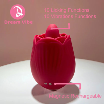 Hot Tulip Vibrator by Dream Vibe 10 Licking and Vibrating Sex Toy Massager for Pleasur Clit Stimulation Erotic Girl Toy Female