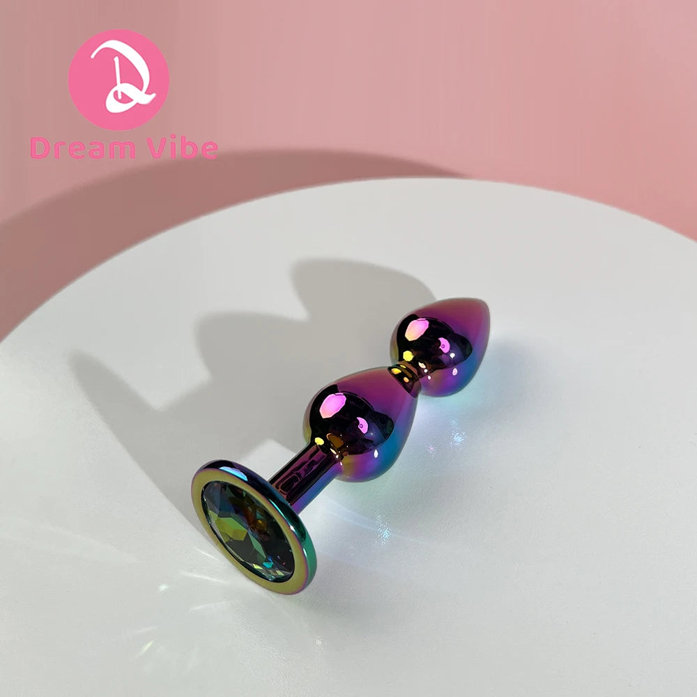 Triple Heart Anal Plug Sex Toy for Men Couple Pleasure Shiny Gem Bottom Metal Butt Plug Dildo Penetration Anal Expander 18+ Toy