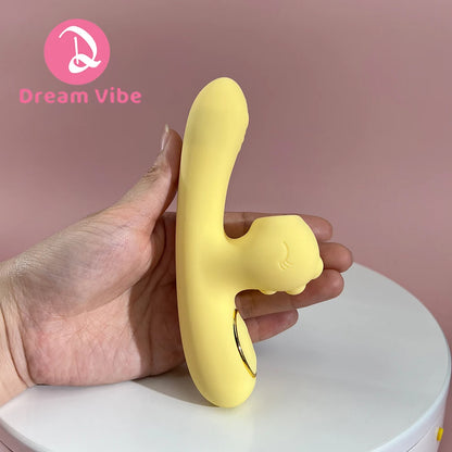Dragon's Kiss Mini and Strong Rabbit Vibrator Yellow Cute Discreet Sex Toy Female Pleasure Erotic Pocket Vibe Heating Vibrating