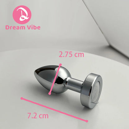 LED Light Shiny Silver Anal Plug Metal Butt Plug Prosate Massager Midnight Erotic Sex Toy Sex Game Women Couple Costume Accessor