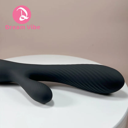 Black Knight Rabbit Vibrator with Ribbed Heads Just Surrender Slim Sex Toy for Female Woman Pleasure Dual Motors Clit G-Spot