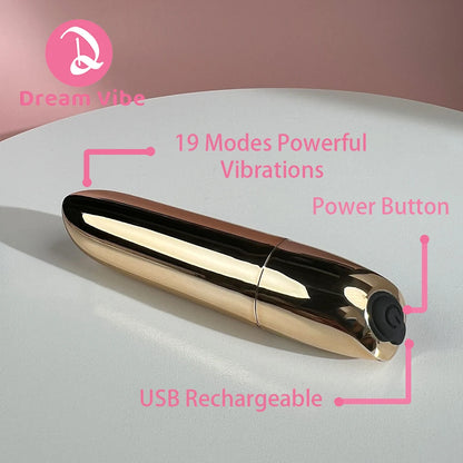 Rose Golden Powerful Bullet Vibrator Mini Sex Toy Female 19 Vibrations Penetration Stimulation Discreet Clit Spot Vibe Love Egg