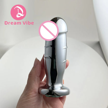 Metal Dildo Heavy Anal Plug Silver Bottom Gem Prostate Massager Men Sex Toy Anal Penetration Penis Stimulation 18+  Toy Buttplug