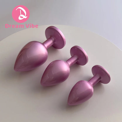 Shiny Pink Anal Plug Collection Round Gem Anal Plug Dreamy pink Anal Trainer Kit Adult Sex Toys for Women Men Sex Gifts SML