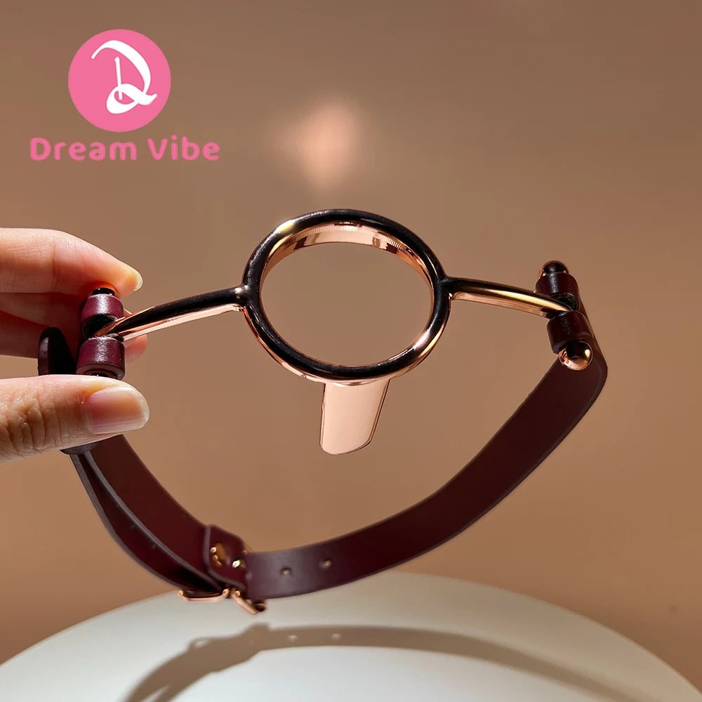 Metal O-Ring Gag by Dream Vibe Adjustable Buckle Red PU Leather Open Mouth Bondage Play Oral Sex Toy for Couple Pleasur Fetish