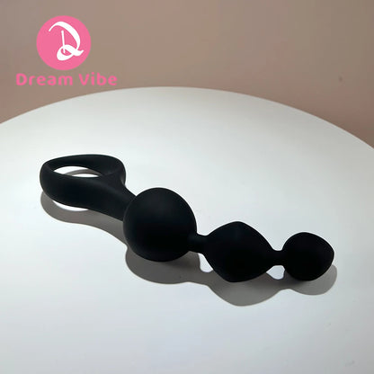 Beaded Anal Prober with Finger Loop Bold Curves Line By Dream Vibe Butt Plug Massage Intimate Pleasure Tool Men Sex Toy Prostate