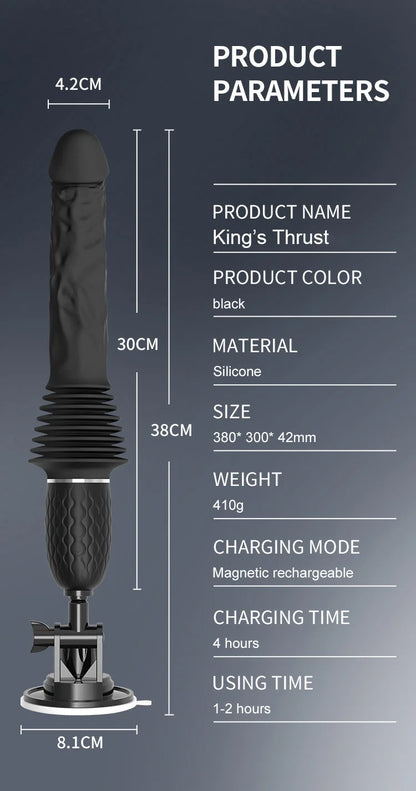 King's Thrust Sex Machine Powerful Thrusting Dildo Vibrator 7cm Extention Penetration Heating 10 Vibration Sex Toy Woman Pleasur