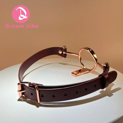 Metal O-Ring Gag by Dream Vibe Adjustable Buckle Red PU Leather Open Mouth Bondage Play Oral Sex Toy for Couple Pleasur Fetish