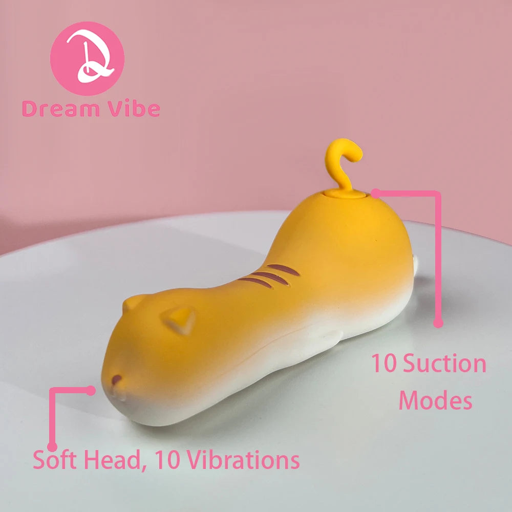 The Kitty Vibrator Cat 10 Suctions 10 Vibration Soft Silicone Material Discreet Cute Women Sex Toy Dildo Penetration G Spot Clit