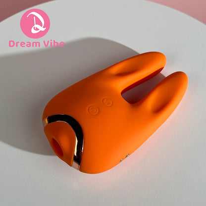 Bunny Love Vibrator Orange Passion 8 Poweful Vibrations on both Rabbit Ear 5 Suctions Pleasure Sex Toy Woman Female Masturbation