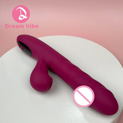 Dream Rabbit Dildo Vibrator LCD Screen Vibrating Thrusting Suction Heating Deep Penetration New Fantasy Sex Toy Women Pleasure