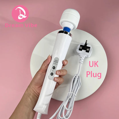 Cabled Mega Wand UK Plug Wand Massager with Wire Super Powerful 10 Vibrations Pleasure Women Sex Sports Recovery Muscle Aches
