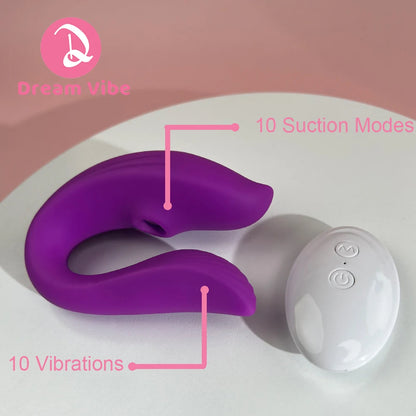 Remote Control Wearable Panty Vibe Women's Clit and Vaginal Sex Toy U Shape Couple Toy Sucker Female Masturbator Dildo Massager