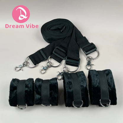 Under Mattress Restraint Kit Under Bed HandCuffs and Ankle Cuffs  Adult Sex Play King Size Bed Straps Restraints Sex Toy BDSM