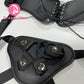 Bondage Full Back Strap-On Harness with 3 O-rings Comptable with Different Size Dildos Adjustable to Fit Hip Size PU Leather
