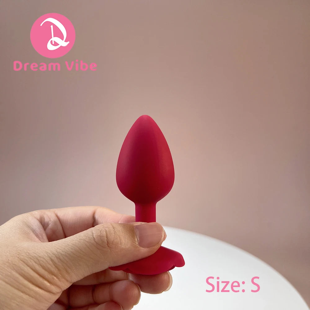 Red Rose Silicone Anal Plug Set Prostate Massager Butt Trainer Kit Couple Adult Sex Toy Dildo Expander Penetration Stimulate