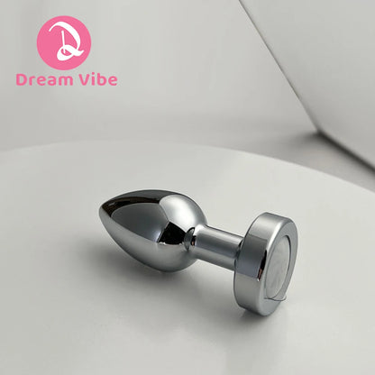 LED Light Shiny Silver Anal Plug Metal Butt Plug Prosate Massager Midnight Erotic Sex Toy Sex Game Women Couple Costume Accessor