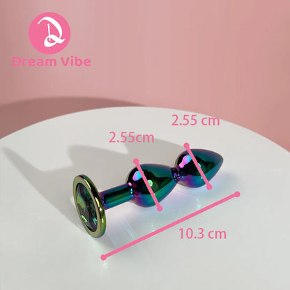 Triple Heart Anal Plug Sex Toy for Men Couple Pleasure Shiny Gem Bottom Metal Butt Plug Dildo Penetration Anal Expander 18+ Toy