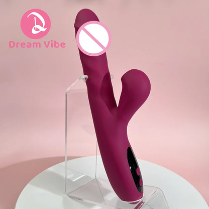 Dream Rabbit Dildo Vibrator LCD Screen Vibrating Thrusting Suction Heating Deep Penetration New Fantasy Sex Toy Women Pleasure