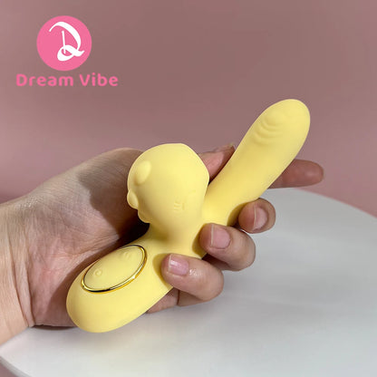 Dragon's Kiss Mini and Strong Rabbit Vibrator Yellow Cute Discreet Sex Toy Female Pleasure Erotic Pocket Vibe Heating Vibrating