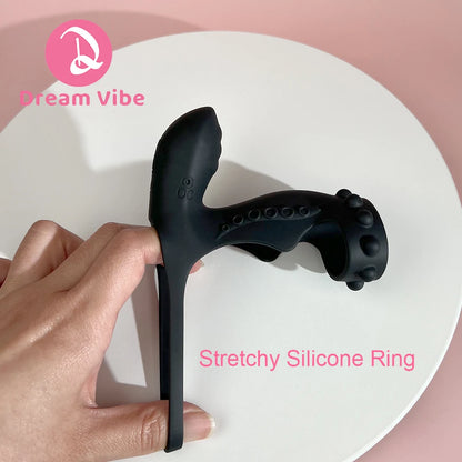 Titan Dual Motors Vibrating Penis Rings Strectchy Silicone Sleeves Cock Cage Couple Toy Men's Sex Toy Massager Delay Ejaculation