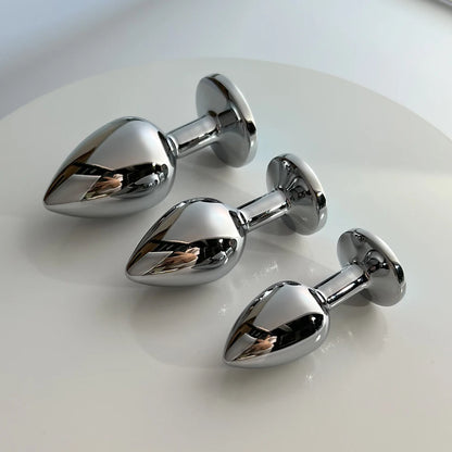 Lake Blue Gem Silver Metal Anal Plug Set by Dream Vibe Anal Trainer Kit Prostate Sex Toy Unisex Couple Backdoor Intimate Gift