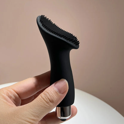 Silicone Brush Head Black Mini Vibrator Single Strong Vibration LR44 Button Battery Powered Pleasure Sex Toy Woman Need Bullet