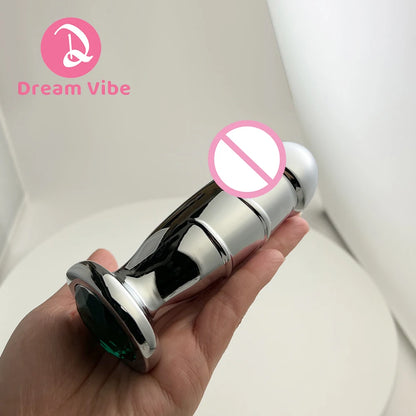 Metal Dildo Heavy Anal Plug Silver Bottom Gem Prostate Massager Men Sex Toy Anal Penetration Penis Stimulation 18+  Toy Buttplug