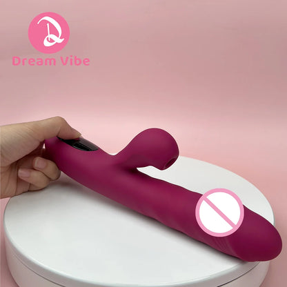 Dream Rabbit Dildo Vibrator LCD Screen Vibrating Thrusting Suction Heating Deep Penetration New Fantasy Sex Toy Women Pleasure
