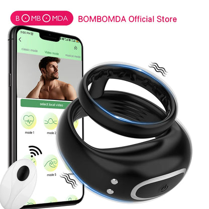 Bluetooth App Remote Control Vibrating Lock Cock Ring Sex Toys for Men Delay Ejaculation Penis Ring Vibrator Erection Products