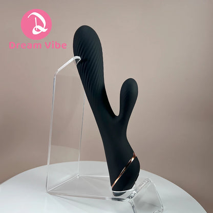 Black Knight Rabbit Vibrator with Ribbed Heads Just Surrender Slim Sex Toy for Female Woman Pleasure Dual Motors Clit G-Spot