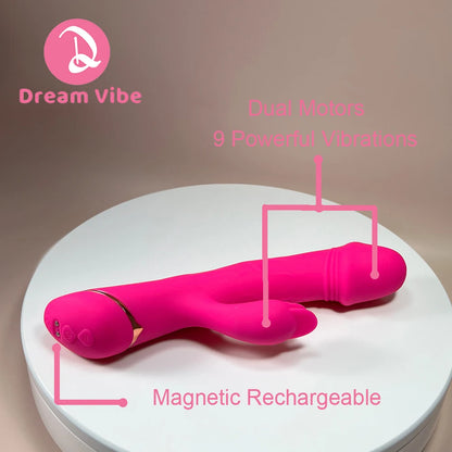 Bunny Iris Pink Rabbit Vibrator Slim Dildo Woman Clitoral pleasure and G-spot Satisfaction 9 Powerful Vibrating Sex Toy Female