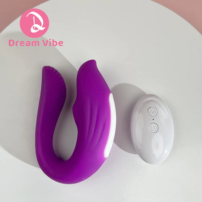 Remote Control Wearable Panty Vibe Women's Clit and Vaginal Sex Toy U Shape Couple Toy Sucker Female Masturbator Dildo Massager