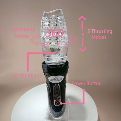 Authur Masturbation Cup By Dream Vibe 5 Thrusting & Rotating Modes 10 Vibrations Oral Sex Toy for Men Male Penis Trainer Blowjob
