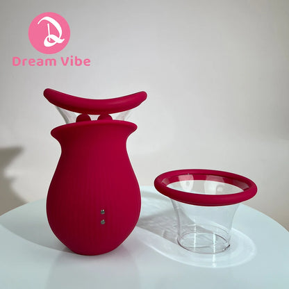 Rose Suction Mini Pump Swing Licking and Vibrating Ears Two Pump Heads Clit and Breast Stimulation Woman Sex Toy Pleasur Adult