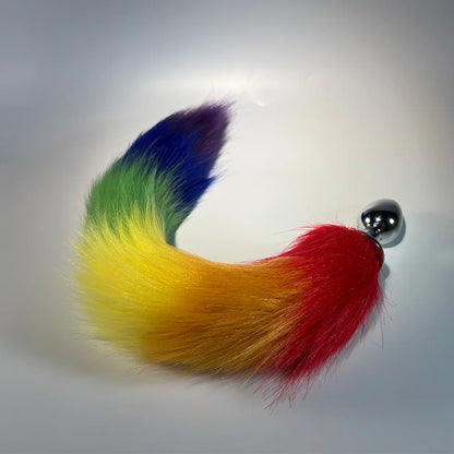 Dream Vibe BDSM Artificial Rainbow LGBTQ Tail Plug Small Size Silver Plug Adult Sex Toy Cosplay Couple Toy Butt Plug Prostate