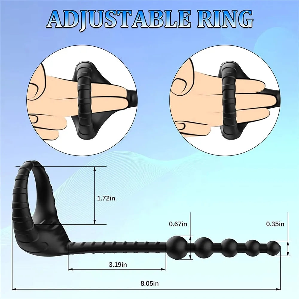 Cock Anal Vibrator Butt Plug Prostate Massager Testicle Stimulator Delay Ejaculation Penis Ring Remote Control Sex Toy for Men