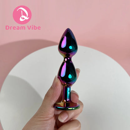 Triple Heart Anal Plug Sex Toy for Men Couple Pleasure Shiny Gem Bottom Metal Butt Plug Dildo Penetration Anal Expander 18+ Toy