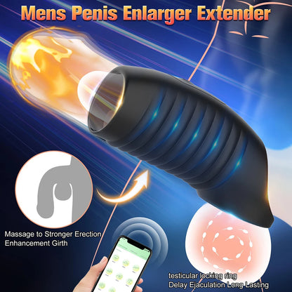 App Controlled Penis Ring Vibrator Male Erection Enhancer Sleeve 10 Vibration Anal G spot Stimulation Couples Sex Toy for Men