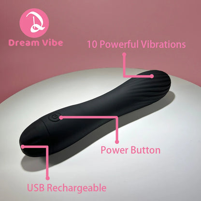 Classic Mini Wand Vibrator Black Silicone Massager 10 Powerful Vibration Sex Toy G-Spot Female Masturbation Relax Women's Toy