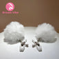 Adjustable Furry Nipple Clamp White Plush ball Unisex Adult Sex Toy Bondage Foreplay Fetish for Woman BDSM Breast Play Fun